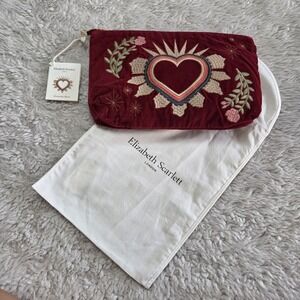 NWT Elizabeth Scarlett Rouge Velvet Everyday Pouch & Dust Bag Heart